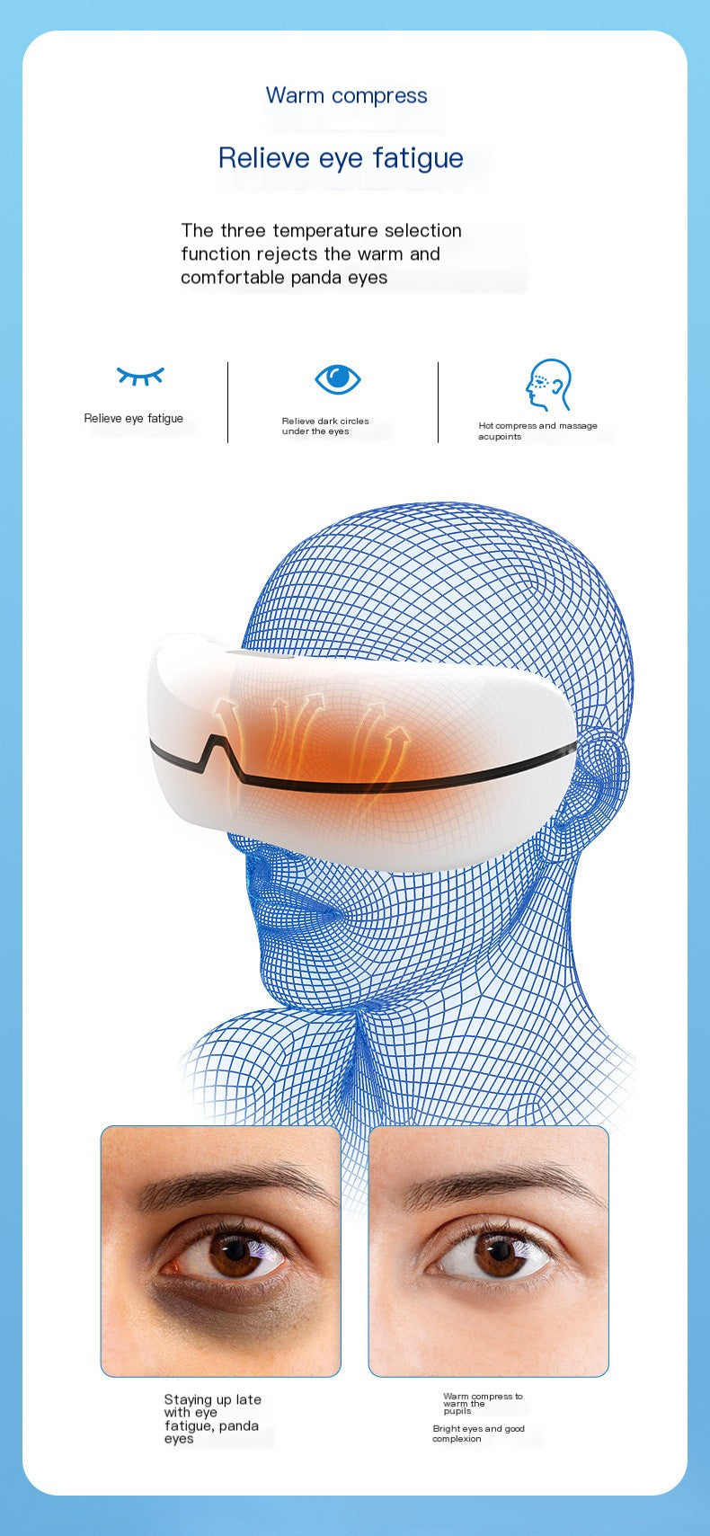 Smart Eye Massager with Steam and Heat Relief Device